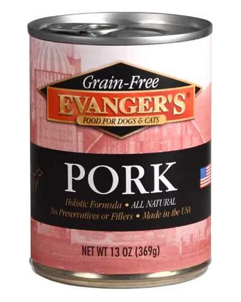 12/12.5oz Evanger's Grain-Free Pork For Dogs & Cats - Food